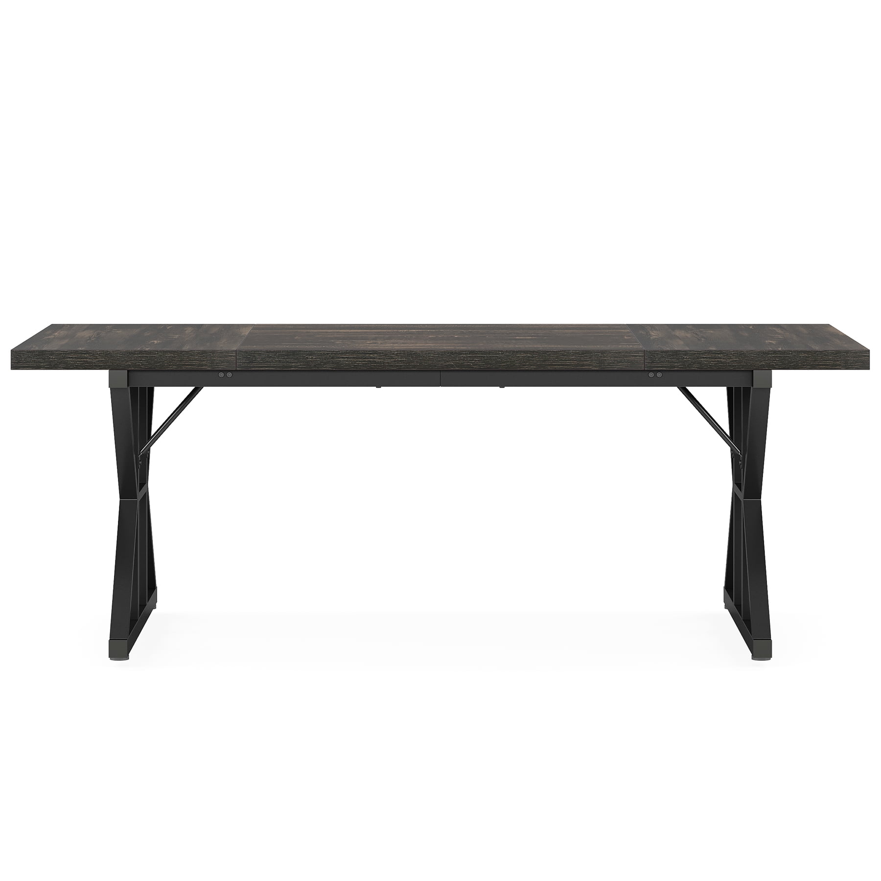 MAYEERTY Farmhouse Dining Table, 70.8" Wooden Kitchen Table with Metal Trestle Legs, Comfortably Seats 6 for Dining Room & Office