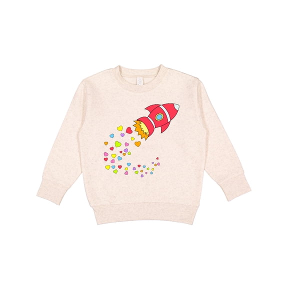 Inktastic Valentine's Day Rocket Ship with Hearts Toddler Sweatshirt