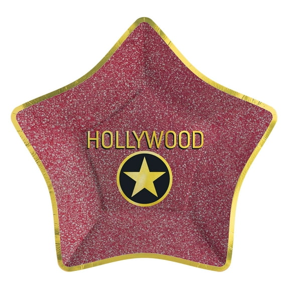 Hollywood Movie Night Star Shaped Metallic Extra Large Paper Plates (8ct)