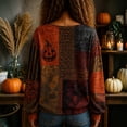 thumbnail image 5 of OIOLOYJM Halloween Long Sleeve Tops for Women Fall Casual V-Neck Pumpkin Graphic Happy Holiday Shirts Loose Fit Comfortable Lounge T Shirts Yellow L, 5 of 5
