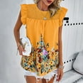 thumbnail image 4 of Otvok Tunic Tops for Women Tank Summer Floral Printed Ruffle Sleeve Round Neck Casual Blouse, 4 of 6