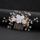 thumbnail image 2 of Nvzi Horquillas para el pelo de boda con flores para novias, peinetas con perlas de cristal, pinzas para el pelo, tocado, accesorios para el pelo de boda dorados, joyas - doradas, 2 of 4