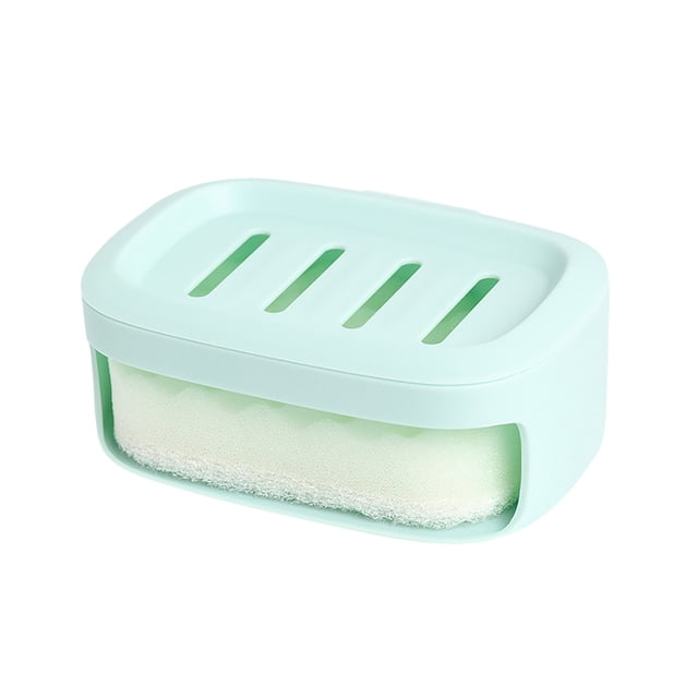 Suction Cup Wall-mounted Soap Box Bathroom Double Soap Rack With Sponge Cleaning Soap Box Household Soap Rack