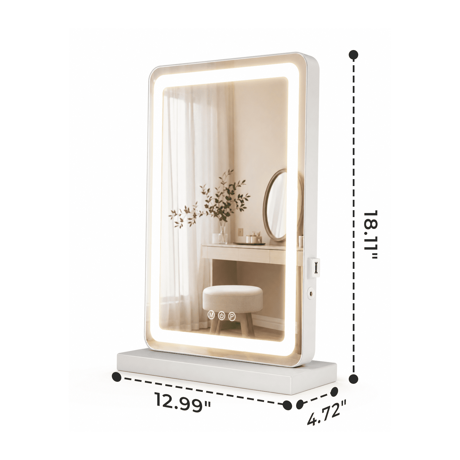 Alvantor LED Makeup Mirror with Dimmable Lights and Touch Screen Control