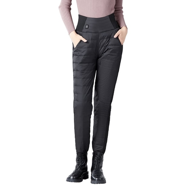 Gibobby Pantalones mujer invierno Pantalón calefactable delantero y trasero para mujer, 2 zonas, lavable, con 3 niveles de calefacción, con bolsillo(Negro,M)