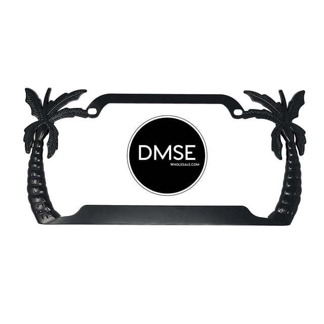 Marco de matrícula DMSE Wholesale Palmera, metal negro, 16 x 31 cm