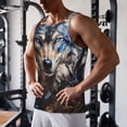 thumbnail image 5 of Logiee Vintage Blue Floral Wolf Print Men's Workout Tank Top,Quick Dry Workout Tank Top,Gym Muscle Tee,Fitness Bodybuilding Sleeveless T Shirt-Medium, 5 of 7