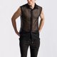 thumbnail image 1 of Camiseta sin mangas con cuello vuelto para hombre, informal, a la moda, lisa, sin mangas, con botones, blusa de poliéster con encaje., 1 of 5