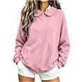 thumbnail image 3 of Lcziwo Women Oversized Sweatshirt Cuffed Long Sleeve Peter Pan Collar Pullover Casual Loose Fall Winter Outfits Pink,M, 3 of 7