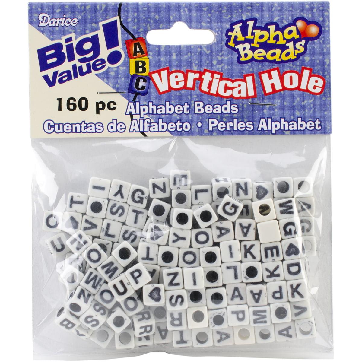 Alphabet Beads 6mm 160/Pkg-White W/Black Letters | Walmart ...