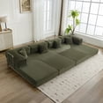 thumbnail image 6 of COOLHUT 106.3" W Combination Floor Sofa, High Rebound Density Sponge Sofa Couch, Modular Sectional Sofa L-Shape Corduroy Couch with Chaise, Big Comfy Sleeper Floor Sofa for Living Room,Olive Green, 6 of 25
