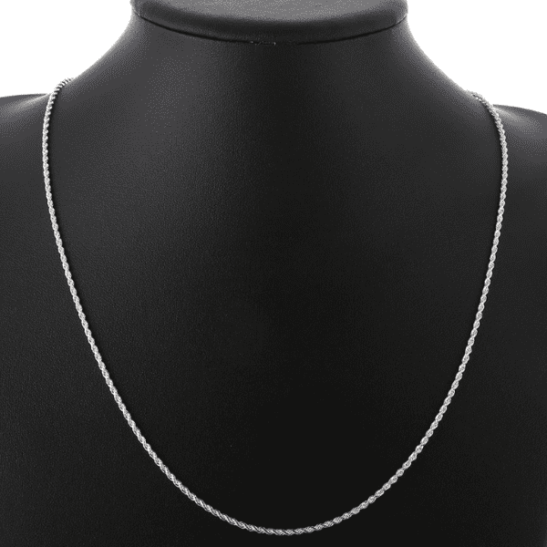 2mm Diamond Cut Silver Rope Chain 16-24 inches for Women or Men