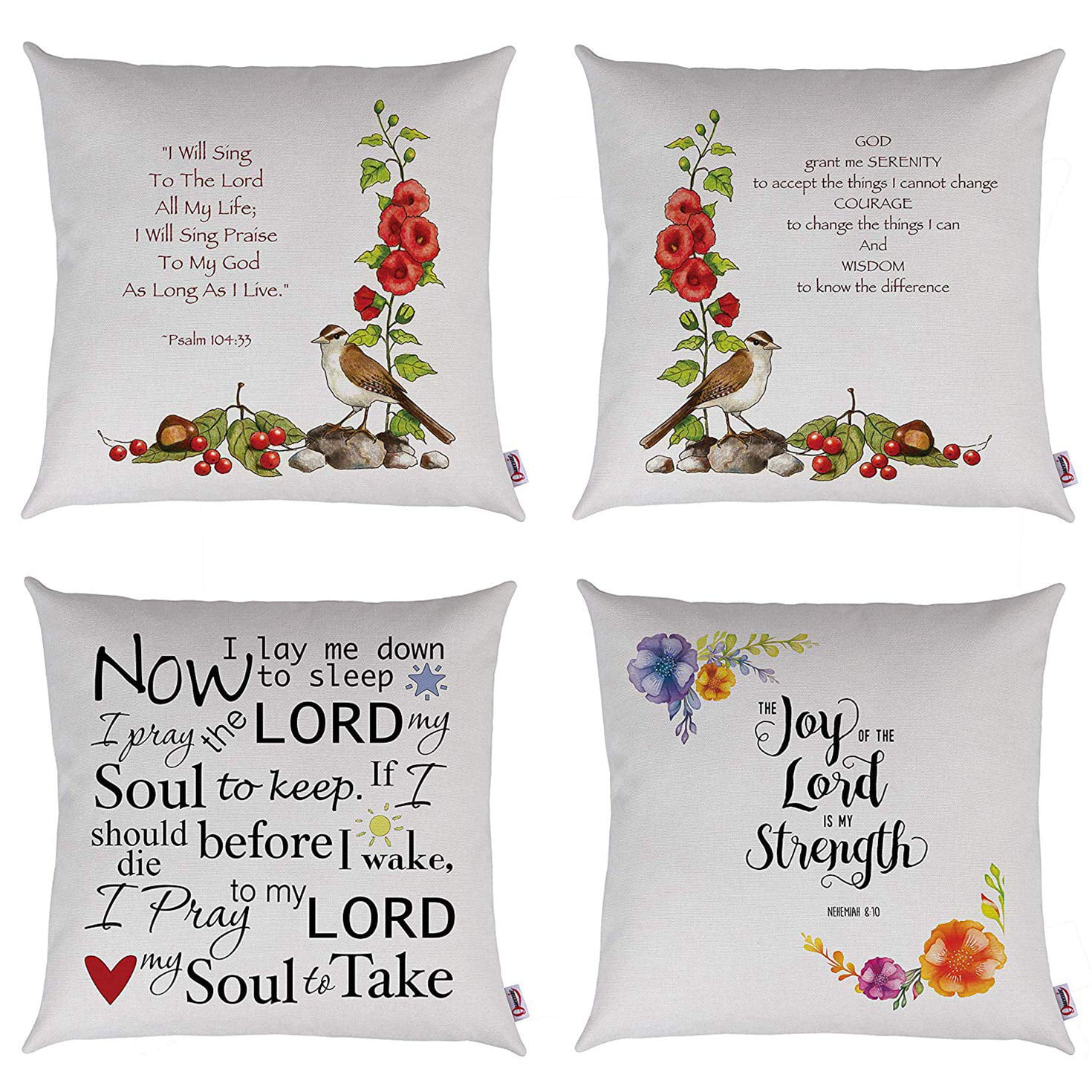 HGOD DESIGNS Unique Pillow Shams Cotton Linen BE Strong and Courageous Pattern Sofa Decor Throw Pillow Cases Cushion Cover 18X18 Inch