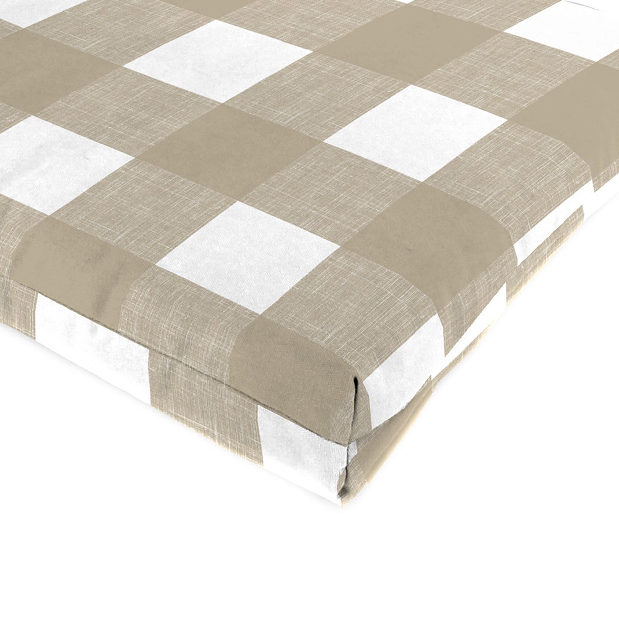 Jordan Manufacturing 44" x 22" Earth Tan Buffalo Check Rectangular Outdoor Chair Cushion with Ties and Hanger Loop