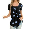 thumbnail image 1 of Blusa suelta de manga corta con cuello en V informal estampada a la moda para mujer OAVQHLG3B Store lin121212, 1 of 4