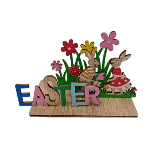 Decoración de madera de Pascua,Decoración de madera de conejito de Pascua Decoración de madera de conejito de Pascua Decoraciones de conejito de Pascua Acabado de lujo