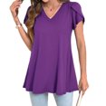 thumbnail image 5 of Womens Summer Blouses V Neck Loose Dressy Shirts Petal Short Sleeve Plus Size Tunic Tops, 5 of 8