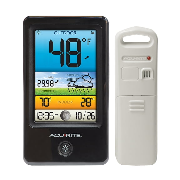 AcuRite Color Forecaster with Temperature and Humidity Gauge, LCD Display, includes Outdoor Weather Sensor (00503)