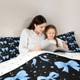 thumbnail image 5 of Erosebridal Cute Coquette Bow 7-Piece Bedding Comforter Set For Girls,Blue Kawaii Stars Pattern Kids King Bedding Sets,Reversible, 5 of 7