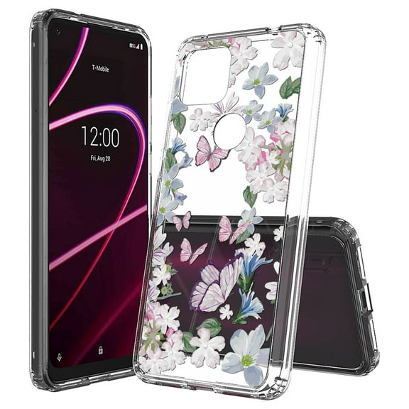 Beyond Cell compatible with T-Mobile Revvl 5G (2020) Case,, Transparent Clear Shock Absorption Cushion Bumper Corner Soft TPU   PC Cover Butterfly 2