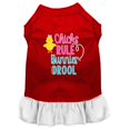 thumbnail image 1 of Chicks Rule Screen Print Dog Dress Red With White Med (12), 1 of 1