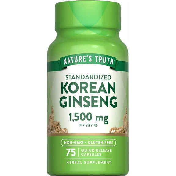 Korean Ginseng | 1500mg | 75 Capsules | Non-GMO, Gluten Free Supplement | by Nature's Truth