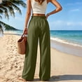 thumbnail image 5 of ClodeEU Women's Elastic Drawstring High Waist Wide Leg Pants,Casual Loose Trousers with Pockets Army Green,Women's Plus L, 5 of 6
