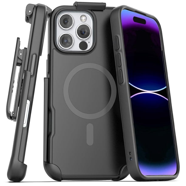 Funda para iPhone 16 Pro Encased Mate Negro con Clip para Cinturón Compatible con MagSafe