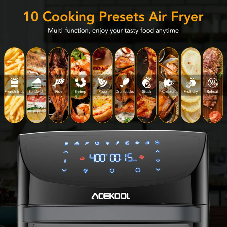 lovmor 26 quart air fryer oven with 9 accessories,21-in-1 smart large