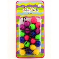 Jolie Girls by Tara 20 mm Twinbead Ball Assorted Color Ponytail Holders - 10 Pcs.