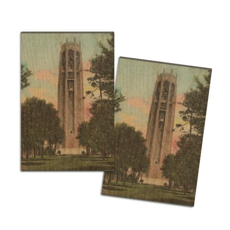 

Lake Wales FL Exterior View of Singing Tower (4x6 Birch Wood Postcards 2-Pack Stationary Rustic Home Wall Decor)