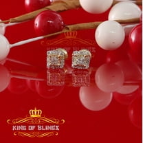 King of Bling's 0.10ct Diamond 925 Sterling Silver Yellow Square Earring For Men's / Women's