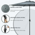 thumbnail image 5 of Abba Patio 9ft Outdoor Patio Umbrella w/ Push Button Tilt & Crank, 8 Ribs, Grey, 5 of 13