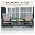 thumbnail image 5 of Outdoor Glider Chairs Set, 3 Piece Patio Furniture with Table - Rocking Chairs for Garden, Porch, Balcony - Steel Frame, Breathable Mesh, Tempered Glass Top, 5 of 6