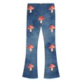 thumbnail image 3 of Kiijoy Girls Flare Denim Pants Cute Mushroom Print Elastic Waist Pants, Sizes 2-12, 3 of 8