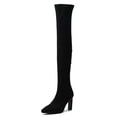 thumbnail image 4 of Shoe'N Tale Women Faux Suede Chunky Heel Stretch Over The Knee Thigh High Boots, 4 of 5
