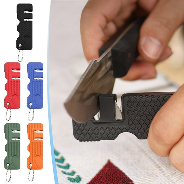 mtvxesu Portable Knife and Scissors Sharpener with Keychain, Compact Pocket-Sized Sharpening Stone Tool for Outdoor and Kitchen Use, 9.2X3.2X1.3Cm, 1 Pack