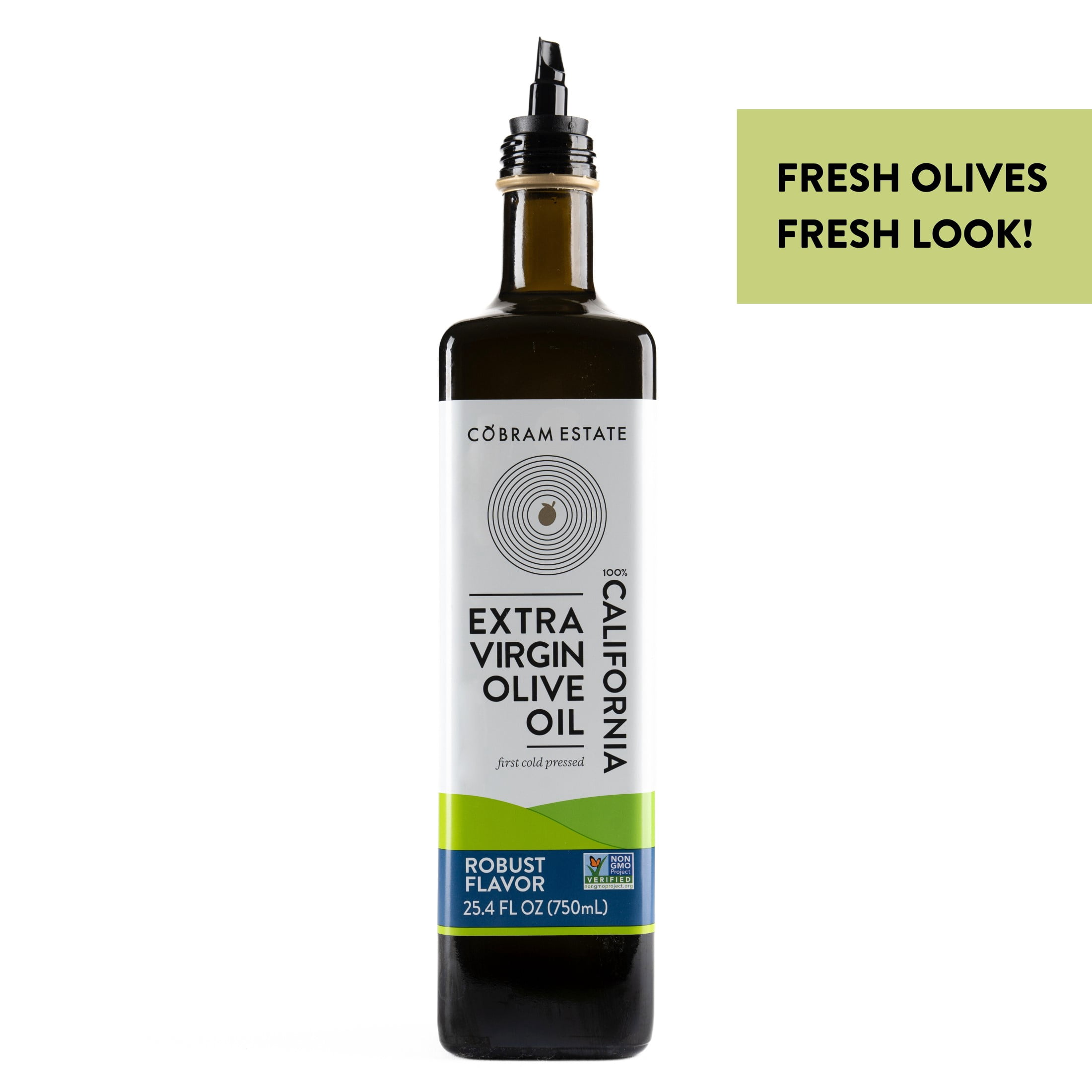 Cobram Estate Robust Flavor 100% California Extra Virgin Olive Oil, 25.4 fl oz Bottle – First Cold Pressed, Easy-Pour Cooking Oil