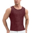 thumbnail image 3 of Fengqque Men's Sequin Tank Top Sparkly Metallic Sleeveless T Shirt Fitness Workout Summer Slim Fit Party Top Wine XL(XL), 3 of 6