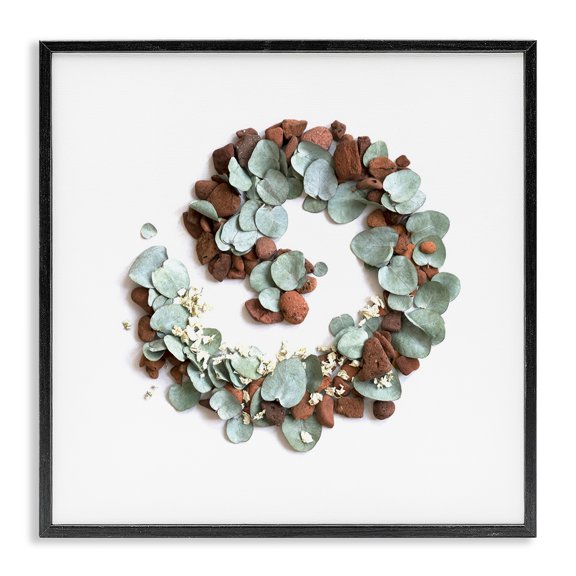 Stupell Industries Bohemian Eucalyptus & Pebbles Spiral Black Framed Giclee Art, 12 x 12, by Beth Adoette