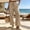 Khaki, variant on Women's Striped Print Pants, Elastic Drawstring Waist, Casual Long Trousers with Pockets Green M