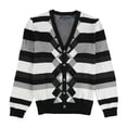thumbnail image 1 of Perry Ellis Womens Square Smocked Hem Crochet Cardigan Sweater, Grey, X-Large, 1 of 2