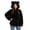 Black, variant on Womens Long Sleeve Faux Fur Coats with Pockets Winter Warm Casual Hooded Oversized Cute Bear Ear Fluffy Zip Up Jacket Coffee XL