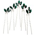 thumbnail image 1 of Betiteto Accesorios para el Cabello de Novia de Cristal, 5 Piezas, Tocado de Diamantes de imitación en Forma de U para Fiesta de Bodas (Verde Esmeralda), 1 of 1