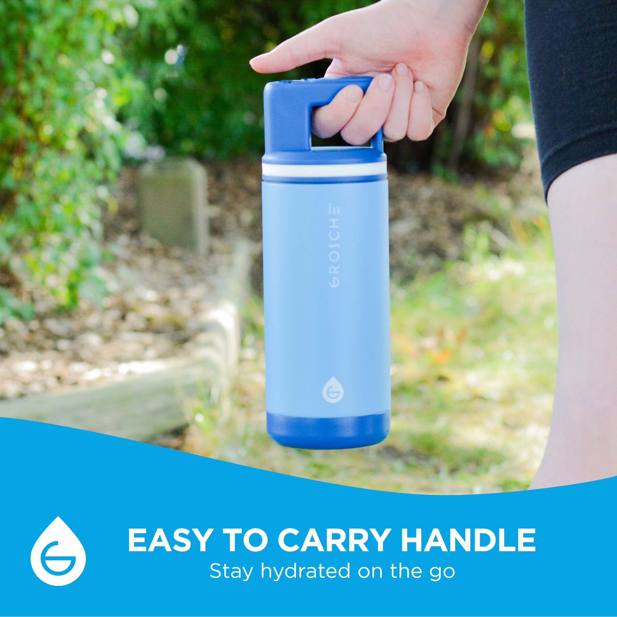 ALPINE Flip 'N Sip Kids Insulated Water Bottle With Straw - 16oz Kids Water Bottle - Scuba Blue