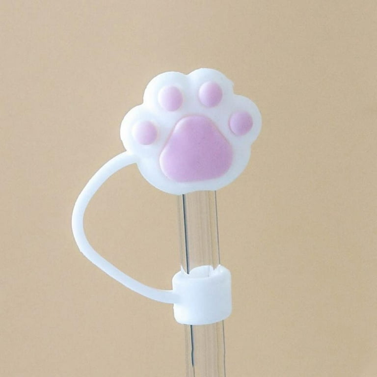 8 Pieces Silicone Straw Tips Cover Reusable Drinking Straw Lids Sunflower  Cherry Blossom Rainbow Cat Paw Straw Cap for 6-8 mm Straws Anti-dust Straw