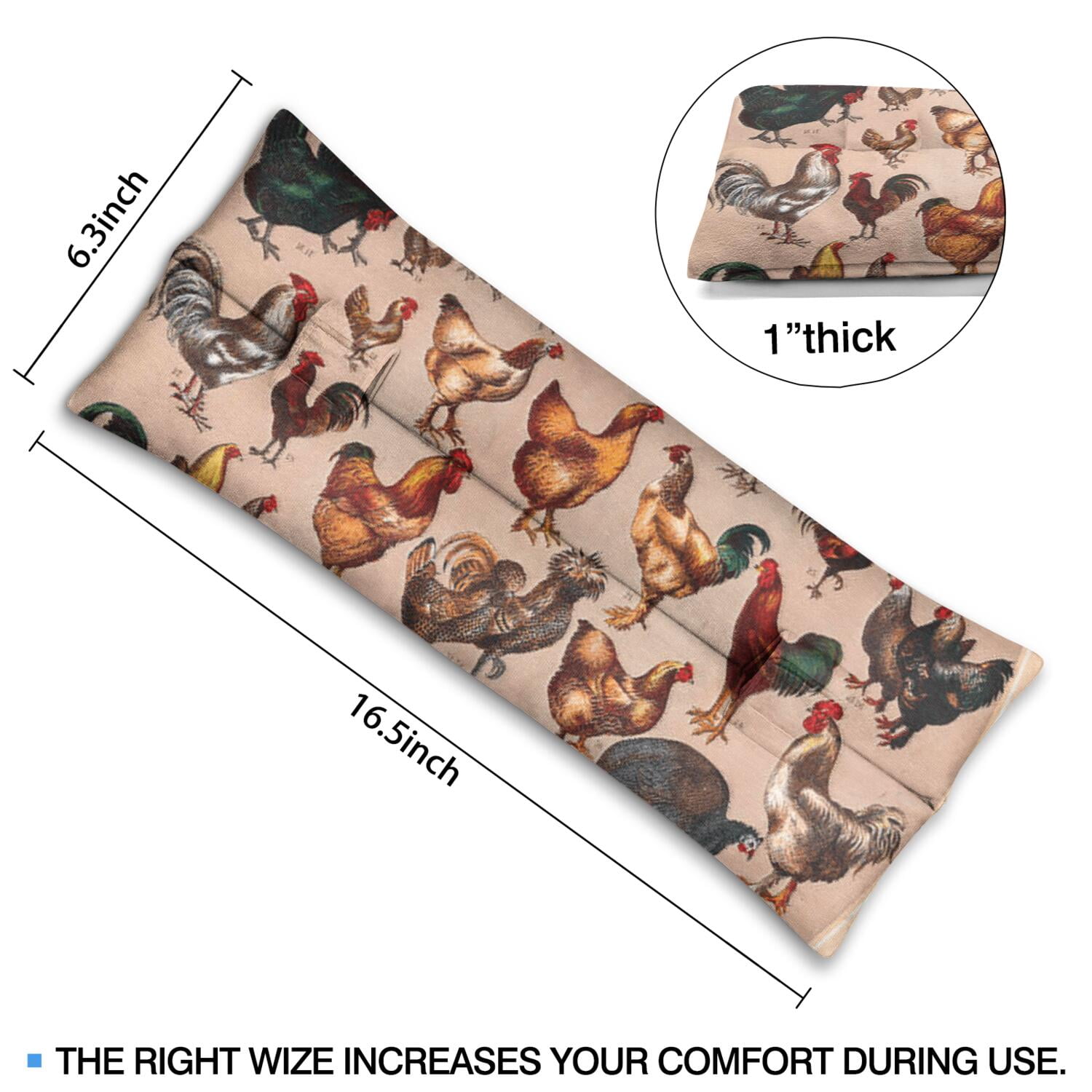 Retro Chicken Wildflowers Surgery Pillow - Breast Cancer Recovery Seatbelt Cushion with Farm Design
