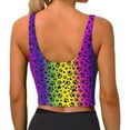 thumbnail image 3 of Haiem Animal Paw Rainbow Pattern Womens Sports Bra - U Neck Padded Low Impact Yoga Bra Workout Crop Top Gym Moisture-Wicking Workout Vest -Medium, 3 of 9