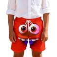 thumbnail image 3 of Kids Shorts Boys Funny Face Print Casual Shorts Elastic Waistband Outdoor Everyday Wear Red 13-14 Years, 3 of 5