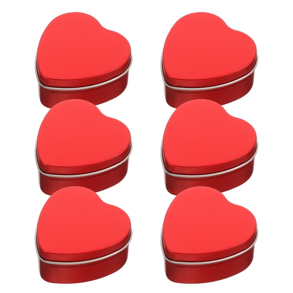OULII 6Set Decorative Heart Candy Box Small Storage Tins for Birthday Party and Weddings